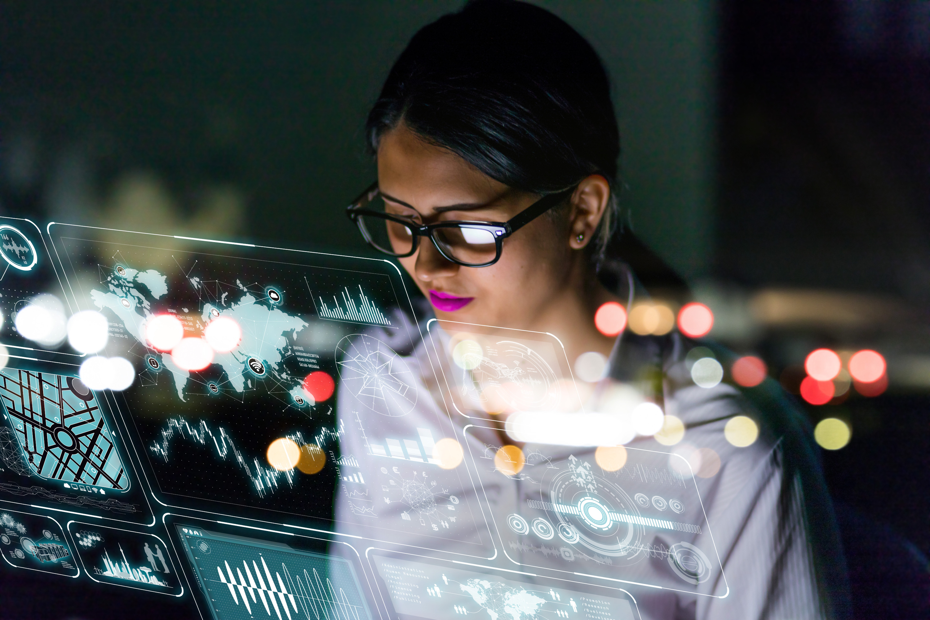 Woman looking at data